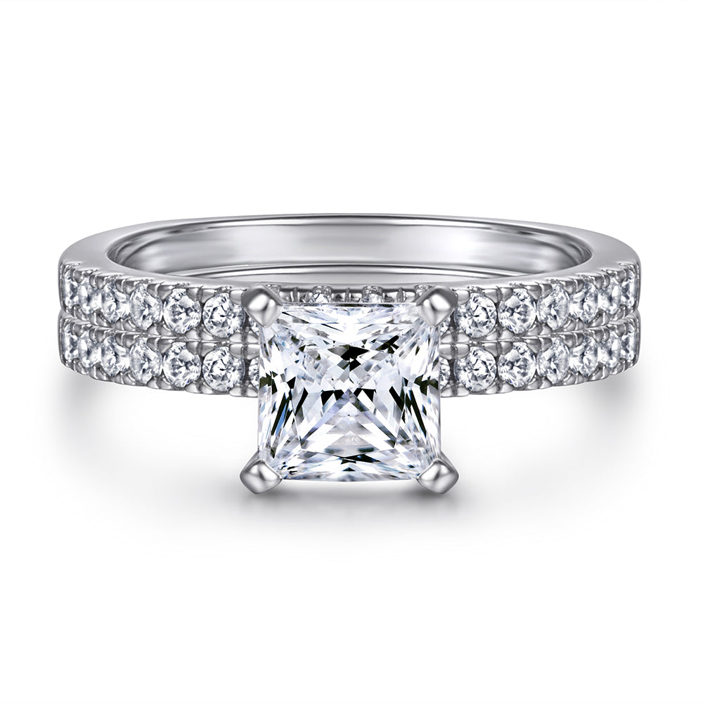 silver cz womens engagement ring