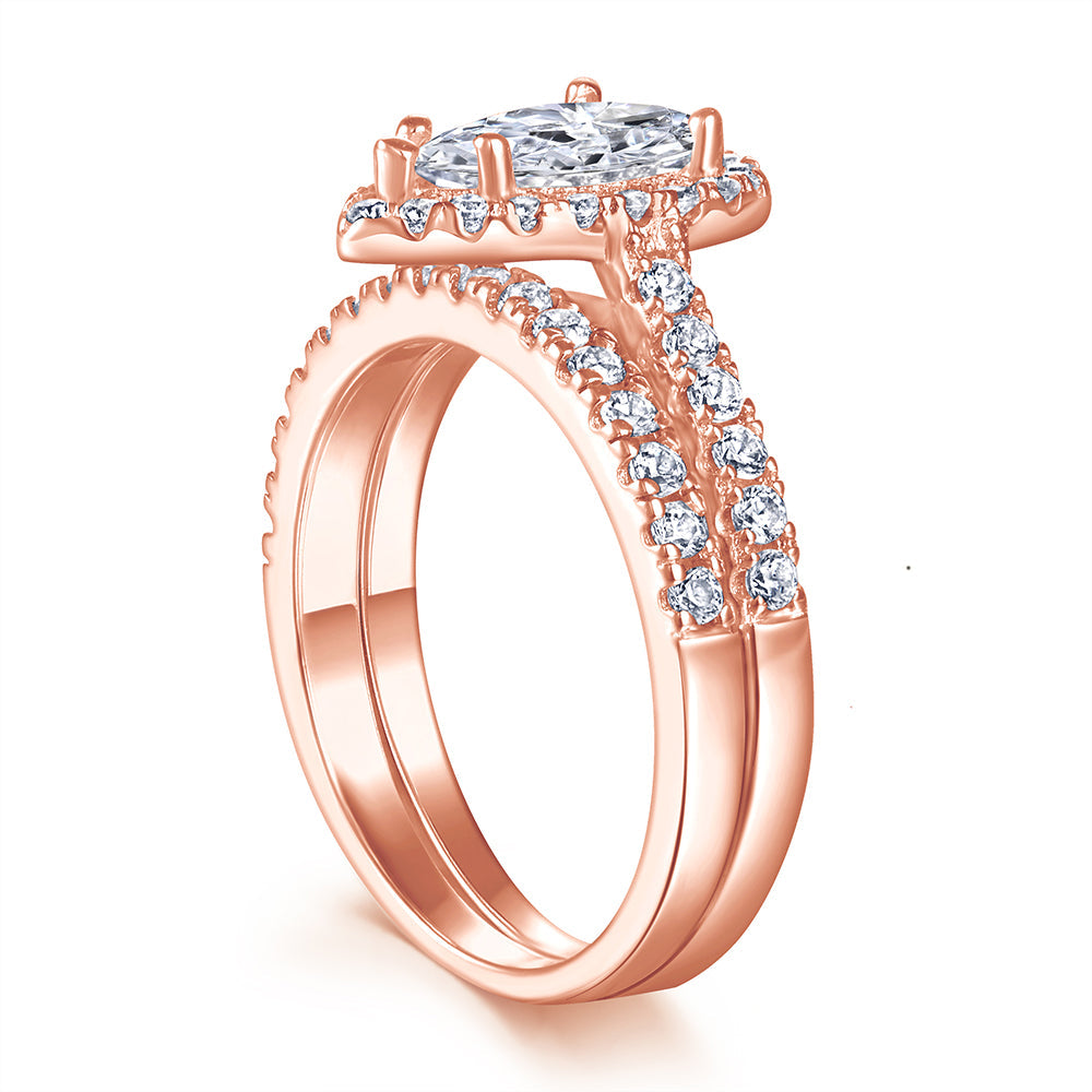 rose gold zirconium ring and band