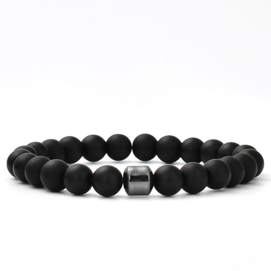 Mens black bead bracelet 