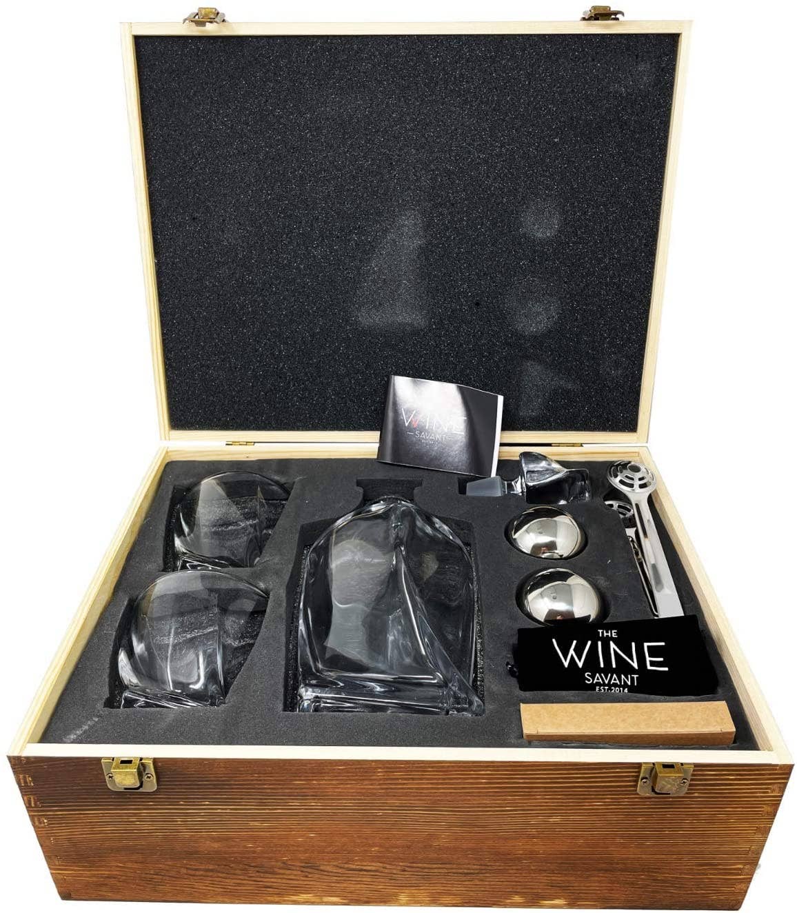 Whiskey Stones & Decanter Gift Set - 2 Glasses, 2 Coasters