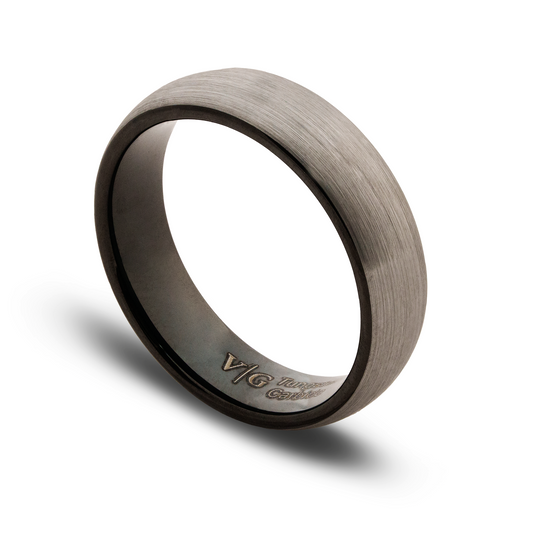 Silver and black tungsten ring