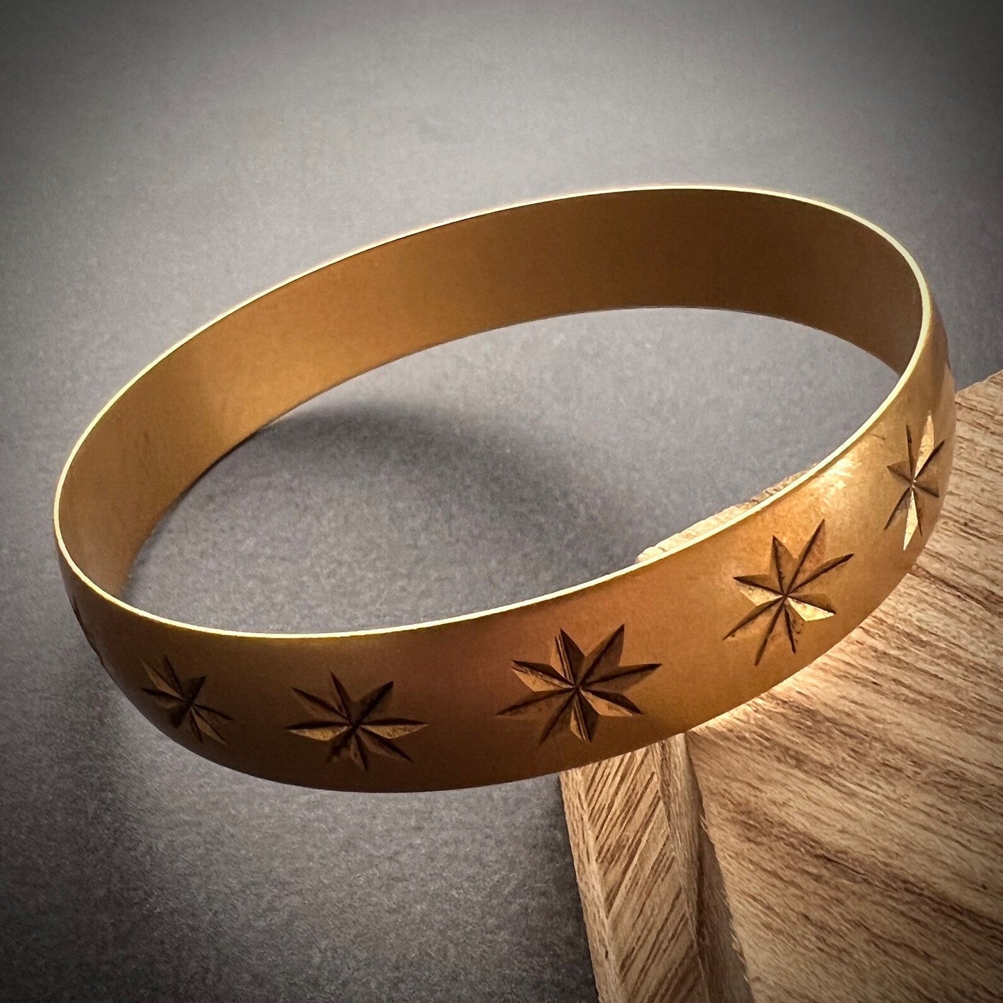 Gold Star Bangle, Large Wide Bracelet, JohnnyGirl Jewelry, B-0003