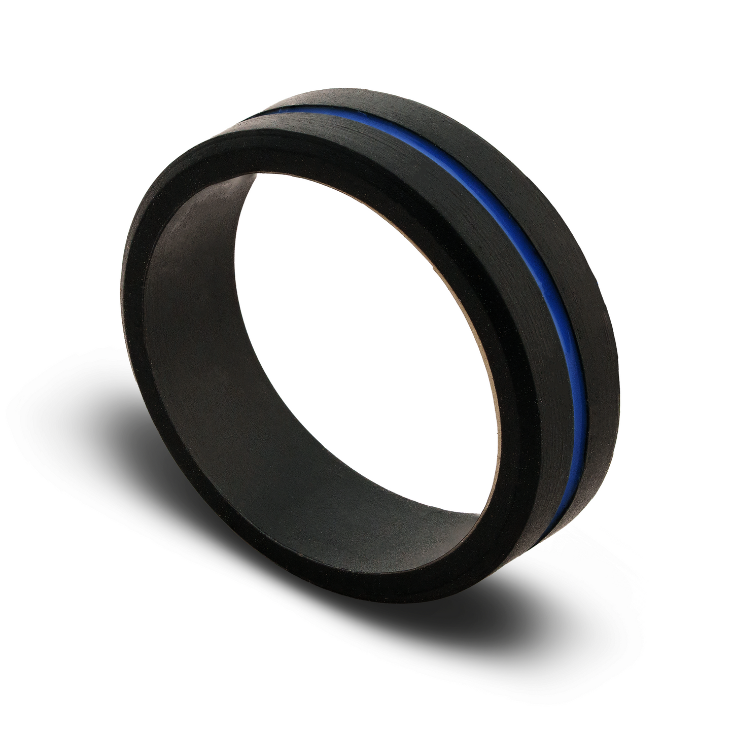 Thin blue line silicone wedding band