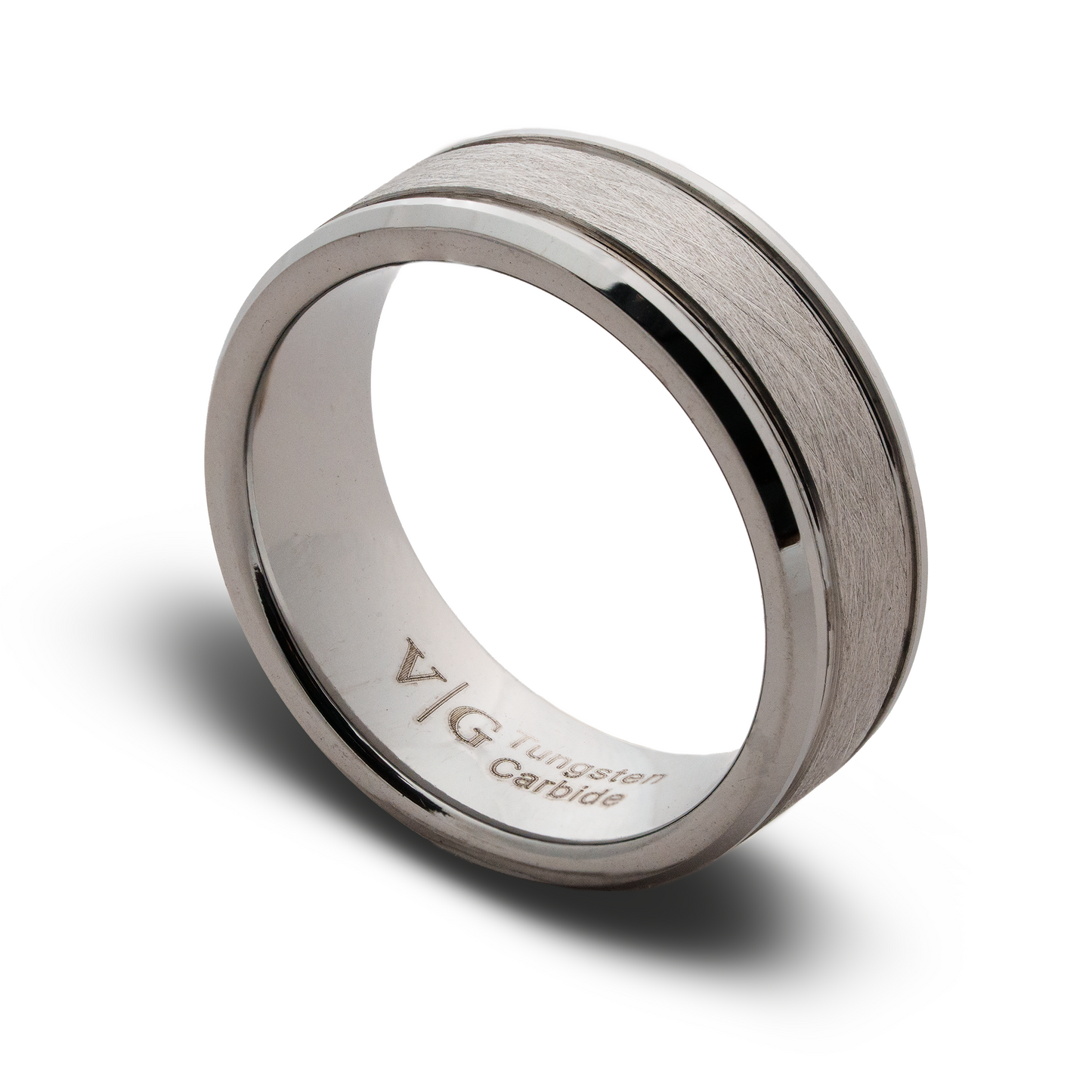 Mens silver tungsten wedding band