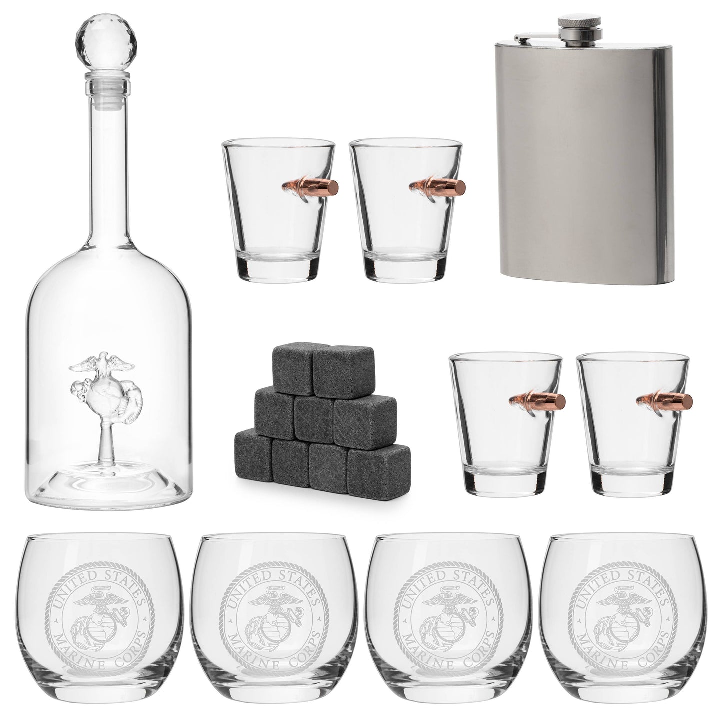 Marine Big Box Wall Decor with Decanter, 4 whiskey glasses