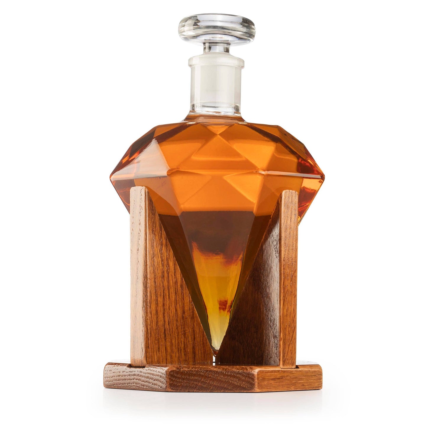 Diamond Whisky Decanter with Mahogany Wooden Base