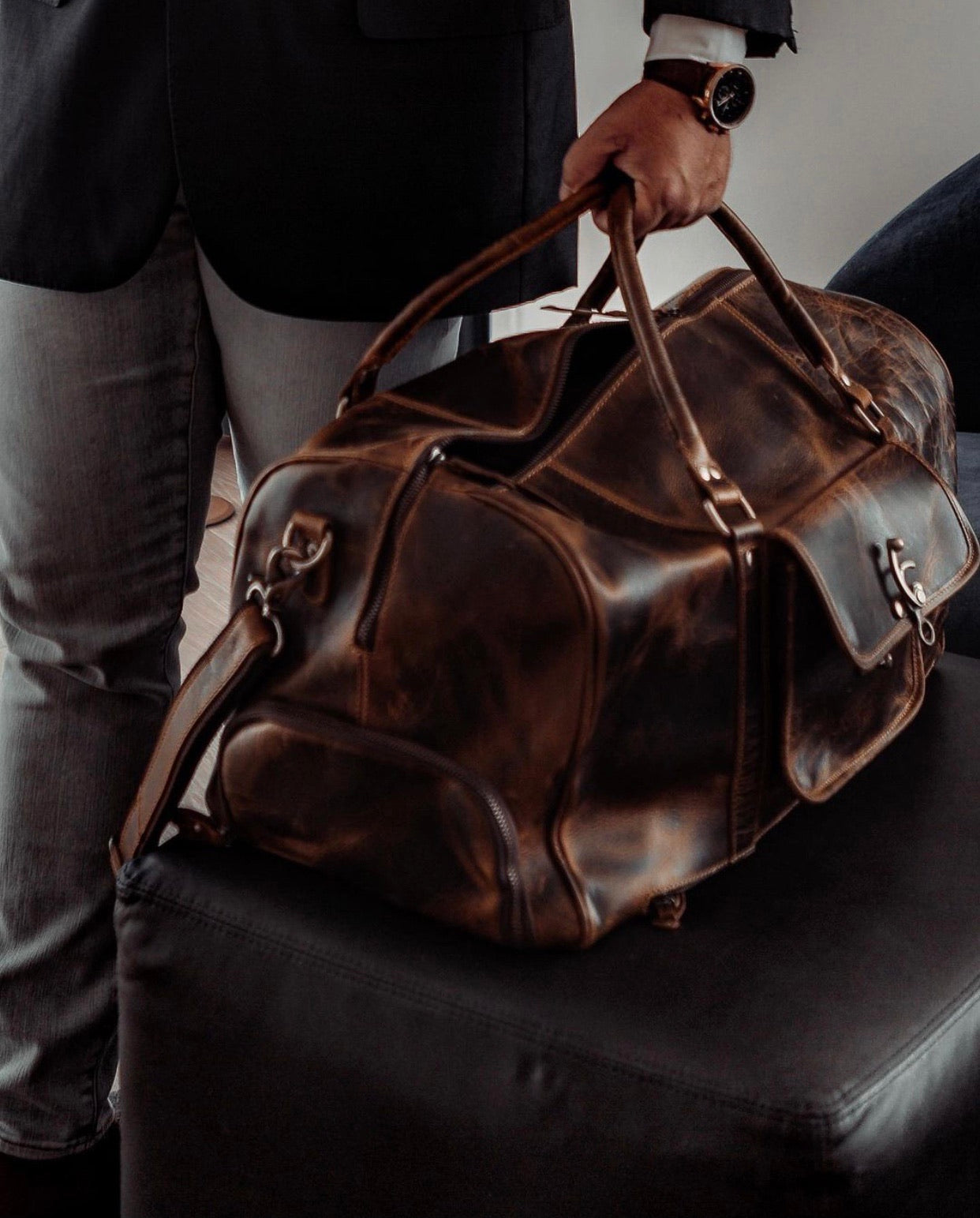 leather duffle bag