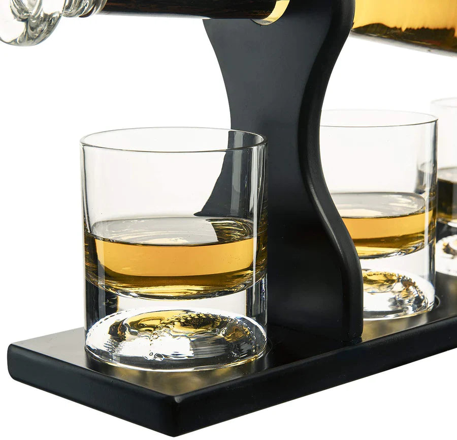 Baseball Bat Whiskey Decanter Set with 4 Baseball Glasses