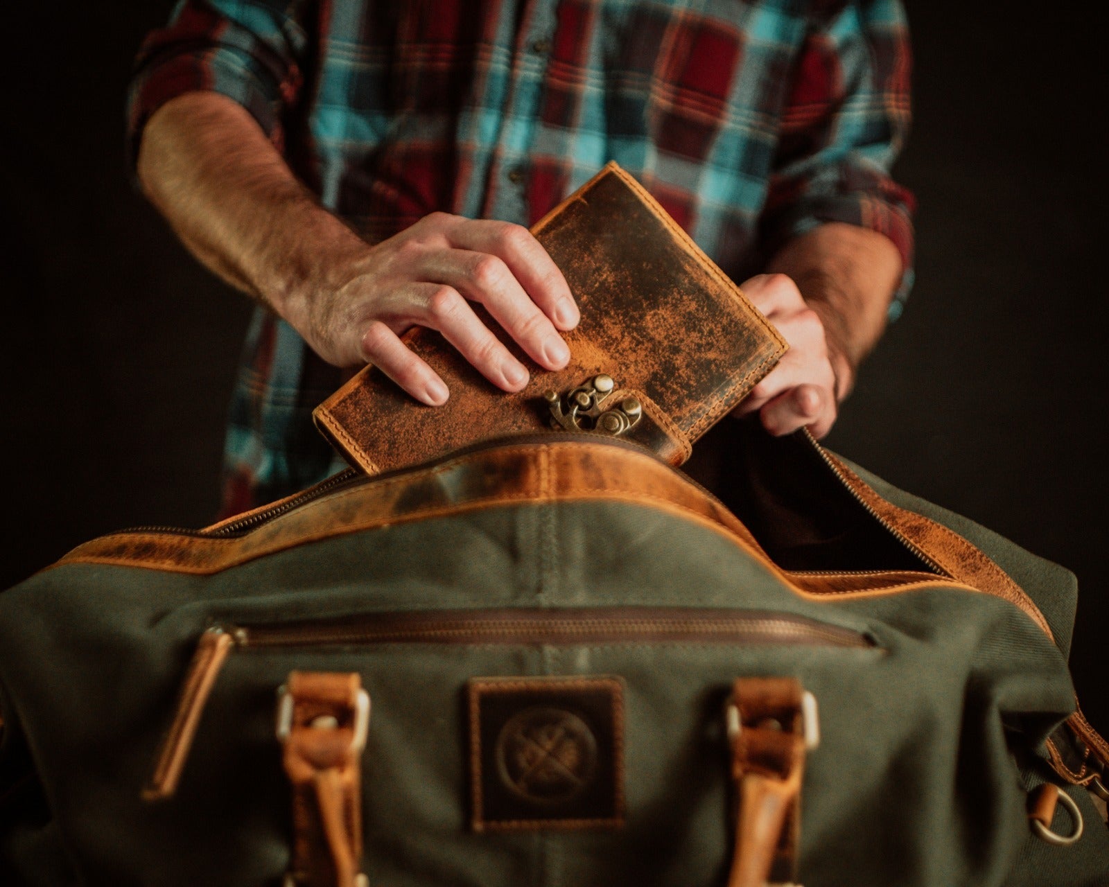 waxed canvas duffle bag